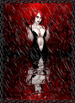 Gif animé gothique femme pluie